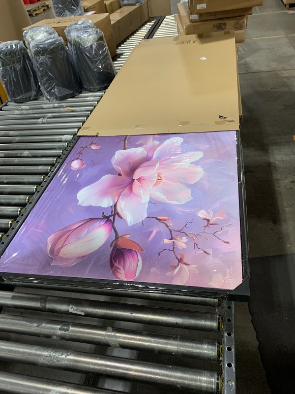 Photo 1 of Framed Wall Art for Living Room Light Pink and Purple Flower Botanical Wall Art Modern Canvas Prints Large Wall Art, Size 30x60