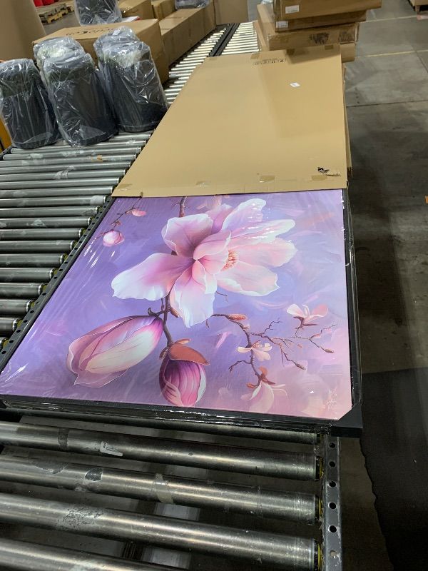 Photo 1 of Framed Wall Art for Living Room Light Pink and Purple Flower Botanical Wall Art Modern Canvas Prints Large Wall Art, Size 30x60