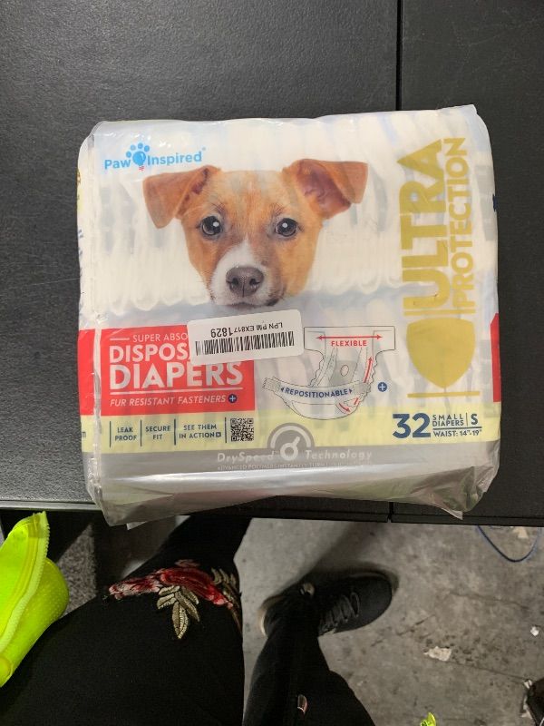 Photo 1 of Paw Inspired 32ct Disposable Dog Diapers | Female Dog Diapers Ultra Protection | Diapers for Dogs in Heat, Excitable Urination, or Incontinence (Small)