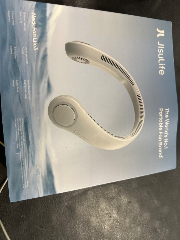 Photo 1 of JISULIFE Portable Neck Fan, Hands-Free Bladeless, 5 Speeds, 4000 mAh Battery Operated Wearable Personal Fan, Twistable, Rechargeable, Gift for Women Men-Grey