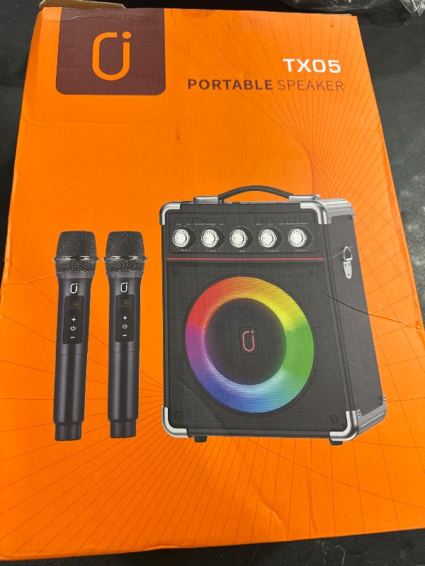 Photo 1 of Karaoke Machine with 2 Microphones: HWWR Portable Karaoke Machine for Adults Kids, Party Bluetooth Speaker with Bass/Treble Adjustment, PA System with Remote Control/LED Lights, Support REC/USB/AUX