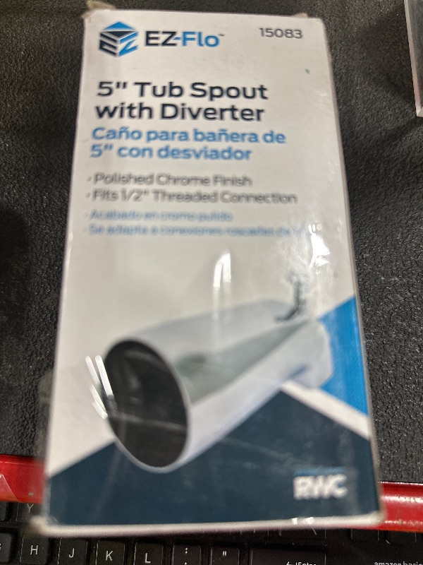 Photo 1 of EZ-FLO 5 Inch Zinc Bath Tub Diverter Spout, 1/2 Inch IPS Pipe, Chrome, 15083