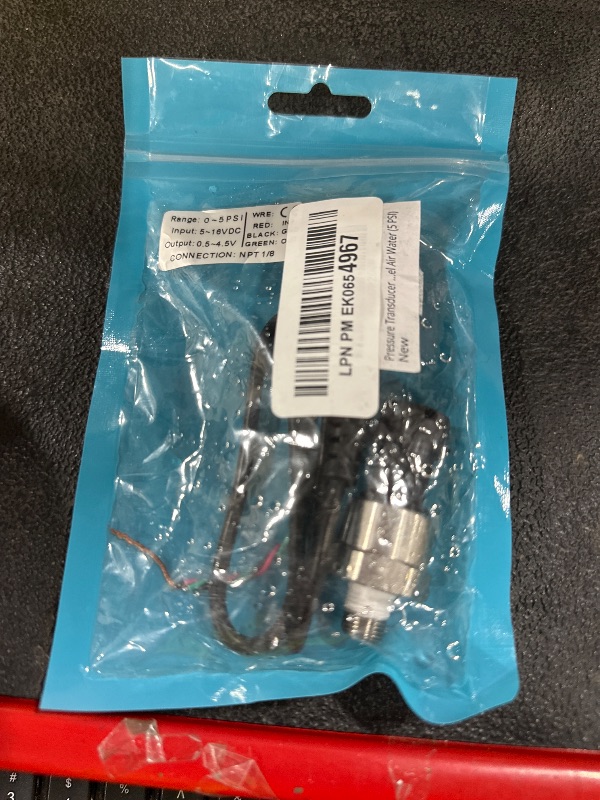 Photo 1 of Pressure Transducer Sender Sensor with Connector, 1/8" NPT Thread Stainless Steel Fuel Pressure Sensor for Oil Fuel Air Water (5 PSI)