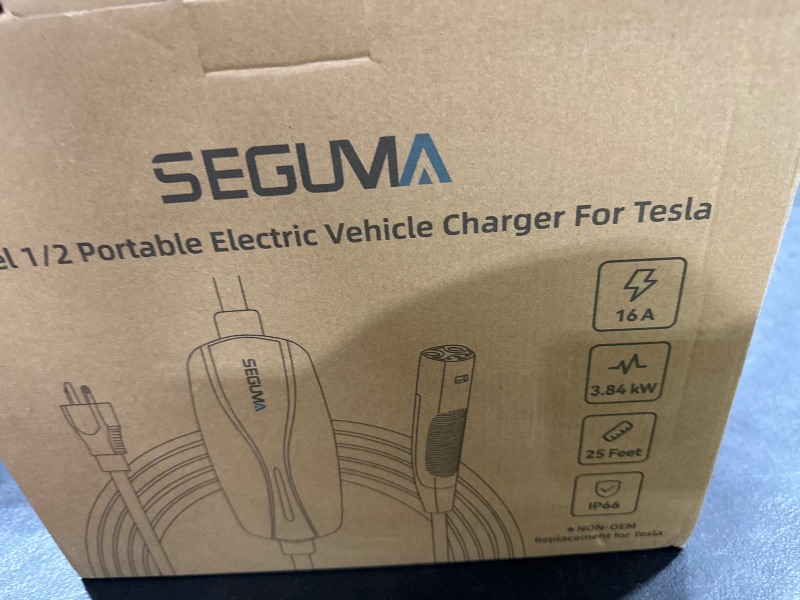 Photo 1 of Portable Level 1/2 EV Charger for Tesla, 16Amp NACS Car Charger with 110V-240V, 25FT Extension Cable, NEMA 6-20 Plug, NEMA 5-15 Adapter, Home Mobile Wall Connector EV Charging Station for Tesla Cars