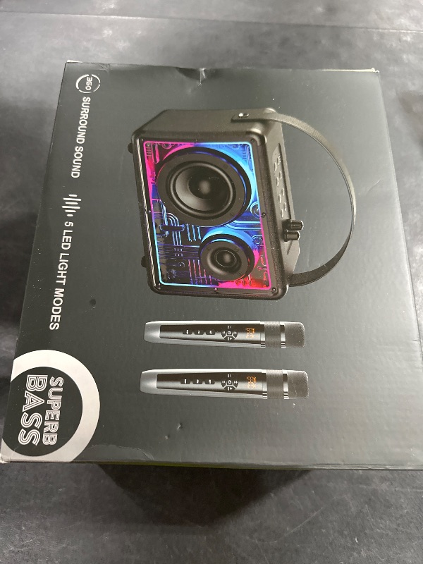 Photo 1 of 200W Peak Karaoke Machine for Adults & Kids, Bluetooth Karaoke Speaker with 2 UHF Wireless Microphones, Portable PA System with Rainbow Lights 10000mAh Battery for Party Gifts Instrument Play