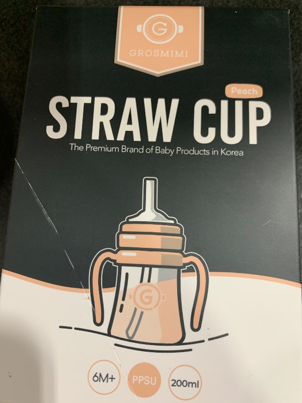 Photo 1 of GROSMIMI Spill Proof no Spill Magic Sippy Cup with Straw with Handle for Baby and Toddlers, Customizable, PPSU, BPA Free 6 oz (Peach)