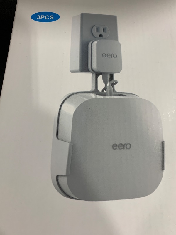 Photo 1 of COOLWUFAN Wall Mount Holder for eero Pro 6/6E Home WiFi System - Simple and Sturdy Stand Bracket for Tri-Band Mesh Wi-Fi 6 System (White, 3 Pack)