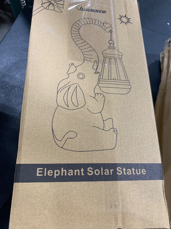 Photo 1 of ILLUMINEW Solar Outdoor Garden Decor Elephant Statues Lights, Lucky Elephant Unique Mom Birthday Gifts for Mom, Housewarming Gifts and Yard Decoration, Cute Birds Garden Sculpture Decor