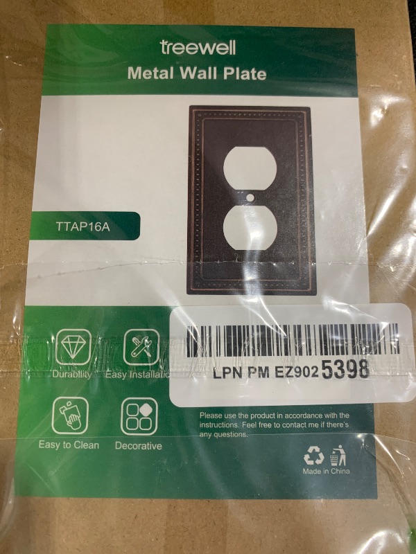 Photo 1 of TREEWELL 6-Pack Duplex Outlet Cover Plate, Aged Bronze Metal Wall Plates for Electrical Outlets, 1 Gang Receptacle Light Switch Cover, Pearls Decorative Switch Plates and Outlet Covers