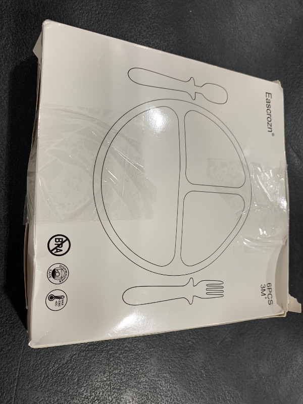 Photo 1 of Eascrozn Baby Feeding Set, 2 Pack Silicone Divided Suction Plates for Baby, 2 Pack Spoons and Forks Set, BPA Free, Baby Led Weaning Supplies for Toddler Utensils
