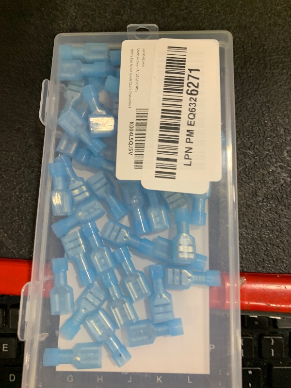 Photo 1 of 50PCS Blue 16-14 AWG Nylon Female Spade Connectors Electrical Insulated Wire Crimp Terminals for Automotive,Electronics Wiring Connect Quick Disconnect Crimp Terminals for 16,14 Gauge Wire