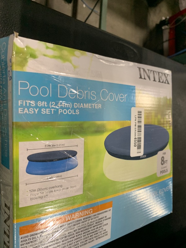 Photo 1 of Intex Easy Set Pool Cover - 8 FT for Easy Set Inflatable Pools - 28020E Pool Cover - Includes Rope Tie, Drain Holes, Snug Fit to Protect Water from Bugs, Scum, and Evaporation