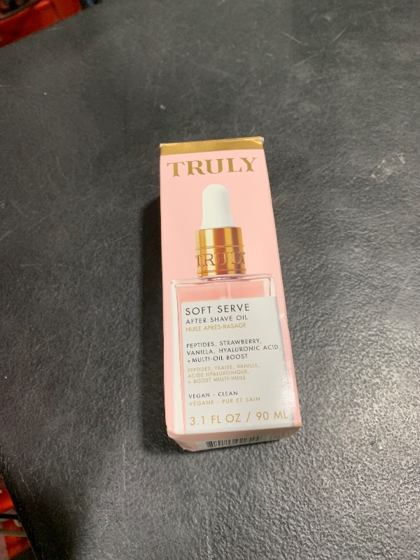 Photo 1 of Truly Beauty Soft Serve After Shave Oil | Hydrating Treatment for Ingrowns & Irritation | Peptides, Hyaluronic Acid & Strawberry Extract | Soothes & Smooths Skin | Strawberry Vanilla Scent (3.1 Fl Oz)