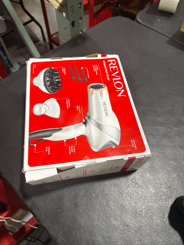 Photo 1 of REVLON Infrared Hair Dryer with Diffuser - Ionic Blow Dryer, Diffuser, and Concentrator, Infrared Heat Technology to Prevent Over-Drying for Shiny, Soft Hair with Natural Moisture (White)