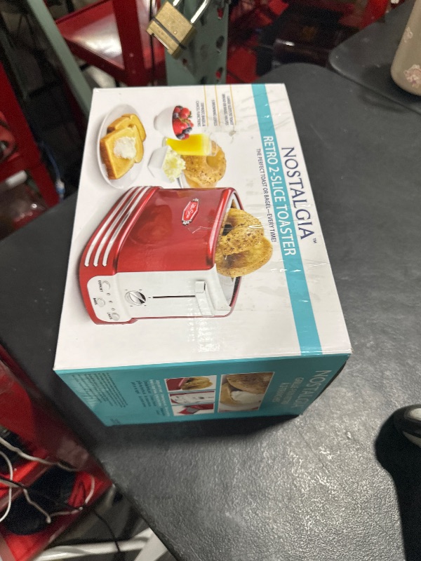 Photo 1 of Nostalgia Retro Wide 2-Slice Toaster, Vintage Design With Crumb Tray, Cord Storage & 5 Toasting Levels, Red