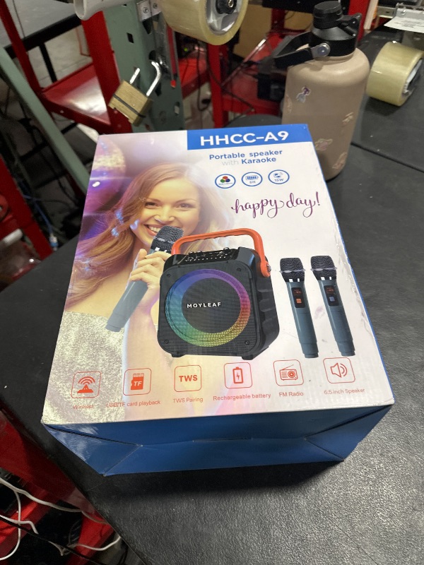 Photo 1 of Karaoke Machine with 2 Wireless Microphones,Portable Karaoke Machine for Adults & Kids,Karaoke Microphone with PA System,Karaoke Speaker Supports for TWS,USB,FM,REC,AUX in,TF Card