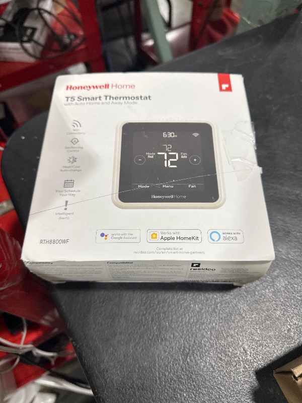 Photo 1 of Honeywell Home RTH8800WF2022, T5 WiFi Smart Thermostat, 7 Day-Programmable Touchscreen, Alexa Ready, Geofencing Technology, Energy Star, C-Wire Required
