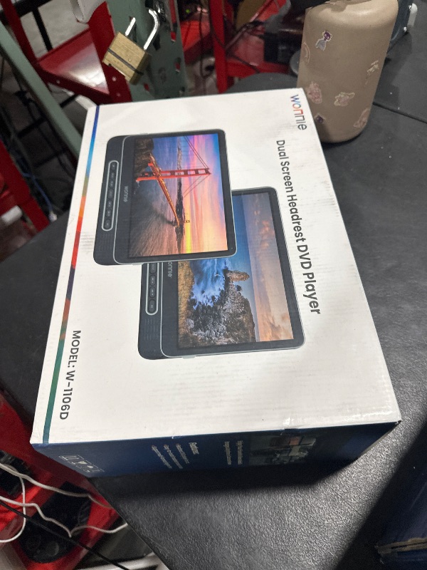 Photo 1 of WONNIE 12" Dual Car DVD Players Portable DVD Players for Car Headrest Play a Same or Two Different Movies with 5-Hour Rechargeable Battery, Mounting Brackets, All Region, Support USB/Sync TV