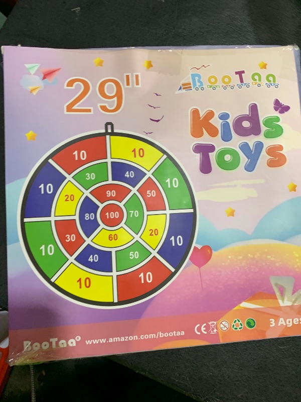 Photo 1 of 29" Large Dart Board for Kids, BooTaa Kids Dart Board with 12 Sticky Balls, Boys Toys, Indoor/Sport Outdoor Fun Party Play Game Toys, Birthday Gifts for 3 4 5 6 7 8 9 10 11 12 Year Old Boys Girls