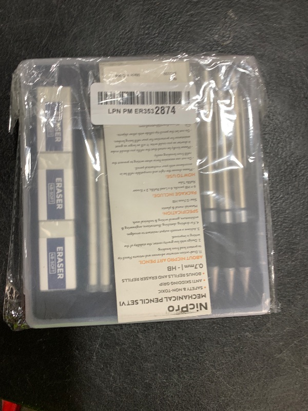 Photo 1 of Nicpro 0.7 mm Art Mechanical Pencils Set, 6 PCS Metal Drafting Pencil 0.7mm Tube HB Lead Refills & 18 Cap Eraser for Adults, Children, Artist Writing, Drawing, Sketching, Black, 1 Count (Pack of 6)