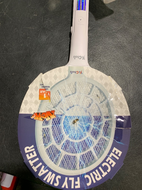 Photo 1 of YsChois Electric Fly Swatter, Bug Zapper, Mosquito Zapper Racket | Gold Zone Voltage, Densest 3 mm Mesh, Apple-Like Weight - AA Battery Powered (not incl.) - Indoor & Outdoor Use with Pro Swat Tips
