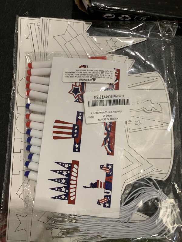 Photo 1 of Lonfliness 24 Sets 4th of July Paper Headbands Craft Kits Patriotic Color Your Own Paper Hat DIY Independence Day Crown Arts Crafts for Kid Memorial Day Party Favor School Home USA Patriotic Activity