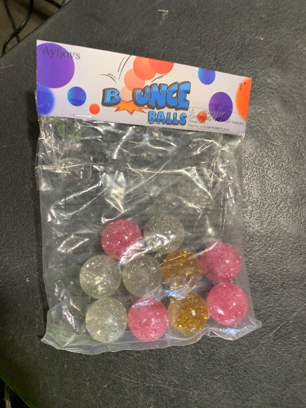 Photo 1 of Ayfjovs 24PCS Glitter Bouncy Balls for Kids Party Favors, 32mm 6 Colors Rubber Bounce Balls Bulk, Easter Bag Filling, Easter Basket Stuffers