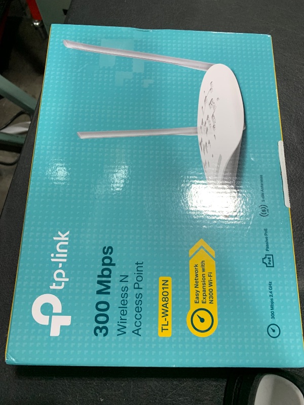 Photo 1 of TP-Link WiFi Access Point TL-WA801N, 2.4Ghz 300Mbps, Supports Multi-SSID/Client/Bridge/Range Extender, 2 Fixed Antennas, Passive PoE Injector Included