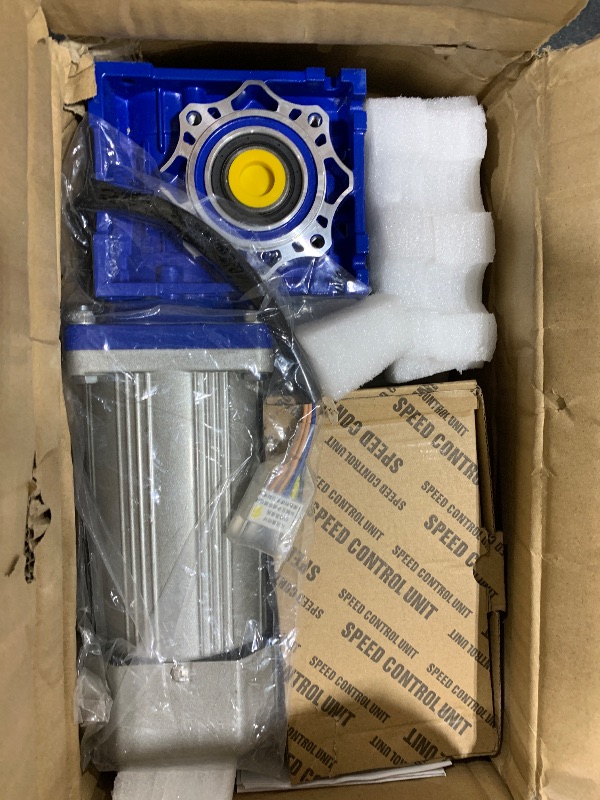 Photo 1 of Bemonoc High Torque 110V 180 Watts AC Worm Gear Motor 18 RPM with AC Speed Controller Kits RV040 Gearbox Reducer Ratio 1:80