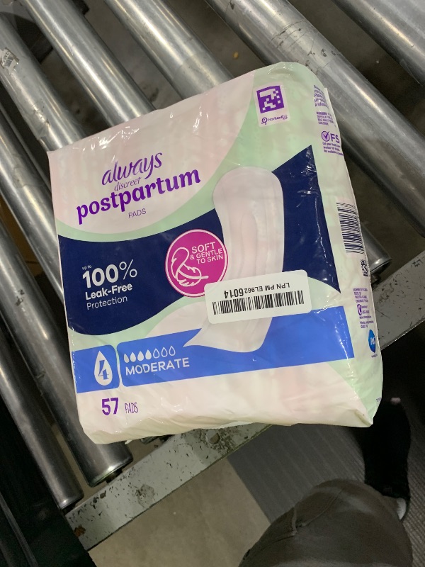Photo 1 of Always Discreet Postpartum Incontinence Pads, Moderate Absorbency, 57 CT