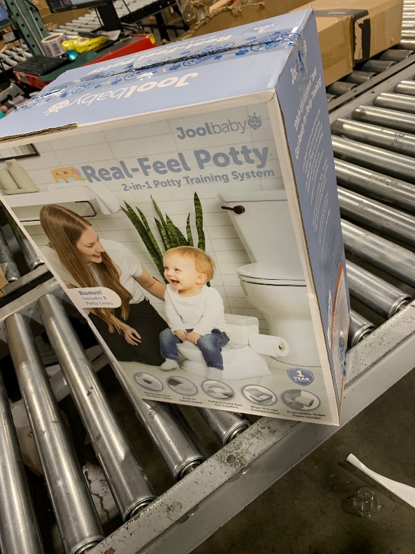 Photo 1 of Real Feel 2-in-1 Potty with Wipes Storage, Flushing Sounds & Disposable Liners - Realistic Toilet - Easy to Clean & Assemble - Jool Baby (Gray)