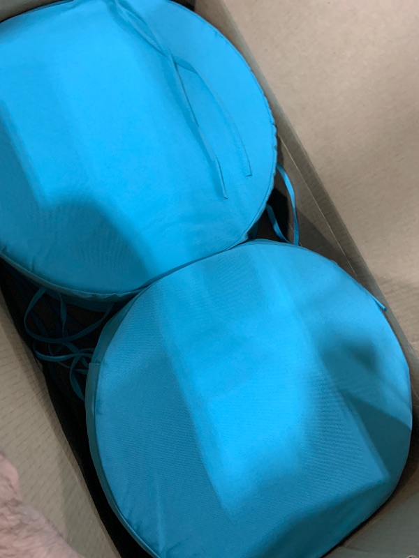 Photo 1 of HARBOREST Outdoor Bistro Chair Cushions Set of 4, Waterproof Round Outdoor Cushions with Non-Slip Ties and Removable Covers, 15" D x 3" H, Teal