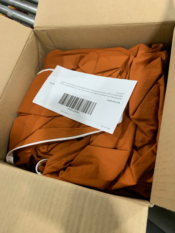 Photo 1 of NEXHOME PRO Terracotta Burnt Orange Duvet Cover Set King Size Linen Textured Organic Natural 100% Washed Cotton Duvet Cover Fall Caramel 3 Pieces Bedding Set with Zipper Closure, Soft(No Comforter)