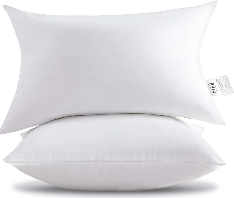 Photo 1 of 12x20 Pillow Inserts (Set of 2)- 100% Cotton Covering Down Alternative Throw Pillows White for Couch Bed Sofa
