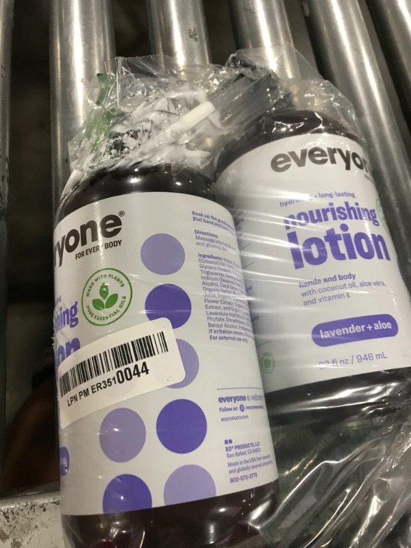Photo 1 of Everyone Nourishing Hand and Body Lotion, 32 Ounce (Pack of 2), Lavender and Aloe, Plant-Based Lotion with Pure Essential Oils, Coconut Oil, Aloe Vera and Vitamin E