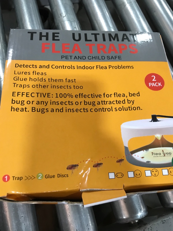 Photo 1 of Flea Traps for Inside Your Home, 2 Pack Flea Trap with Sticky Pads Refills & Light Bulb Replacement, Odorless Natural Indoor Bed Bug Light Killer Insect Infestation Treatment Trap for Kids Pet