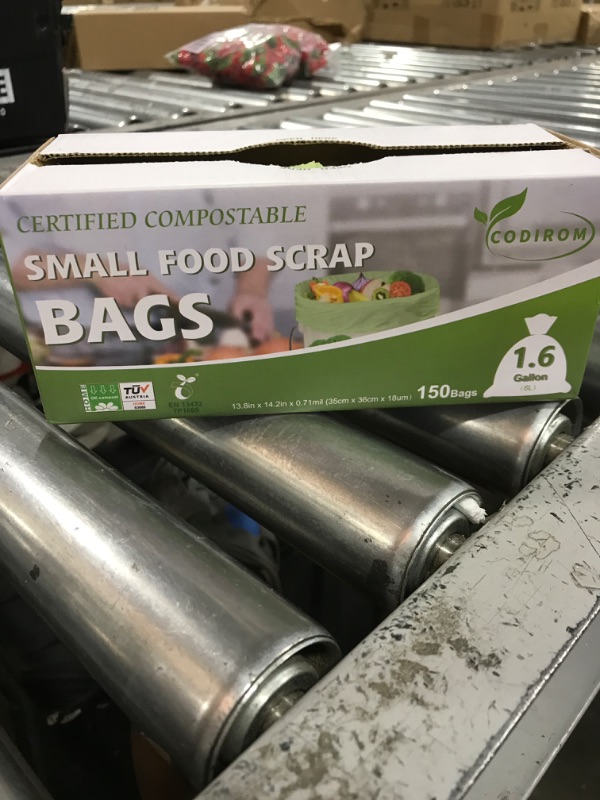Photo 1 of 100% Compostable 1.6 Gallon Trash Bags, 6 Liter, 150 Count Kitchen Food Scrap Small Compost Bags for Countertop Bin with Europe EN13432 Certified