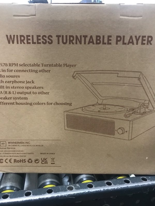 Photo 1 of Mersoco Vinyl Record Player Bluetooth Belt-DriveTurntable with Built-in Speakers, RCA Line Out AUX in Headphone Jack,3-Speed,Brown