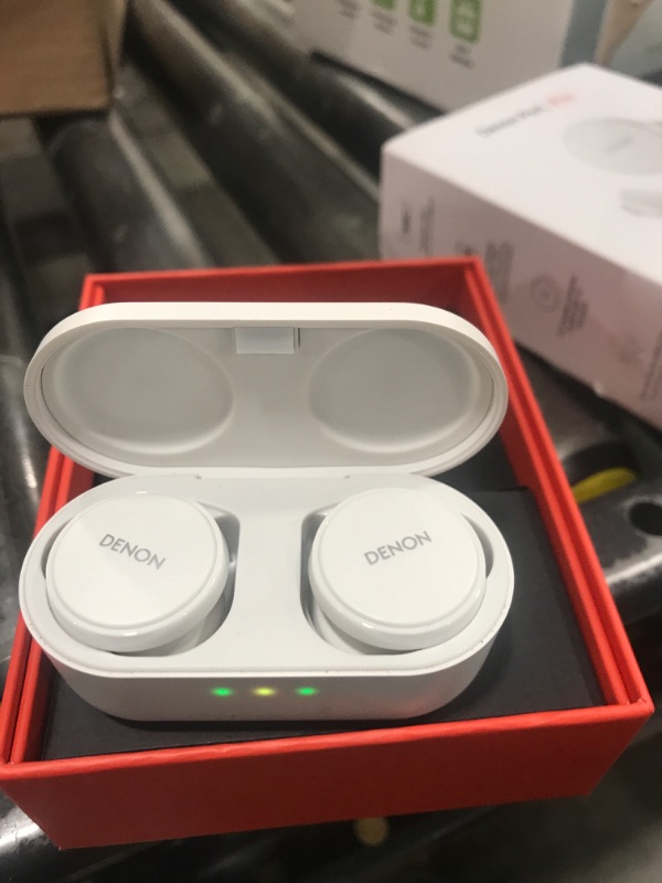 Photo 1 of Denon PerL Pro True Wireless Earbuds - Adaptive Active Noise Cancelling, Personalized Sound with Masimo Adaptive Acoustic Technology, Spatial Audio, 32Hr-Battery Life, Wireless Charging, White