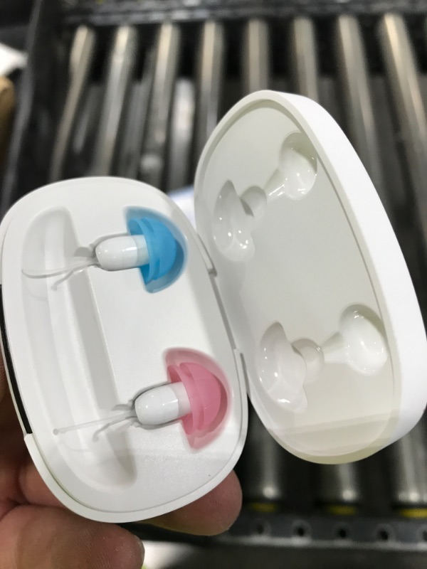 Photo 1 of OTC Hearing Aids for Seniors - Hearing Aids with Digital Chips, Supermini Rechargeable Hearing Amplifiers Invisible with 16-Channel Sound Processing 3 Volume and 80H Wireless Charging Case (White)