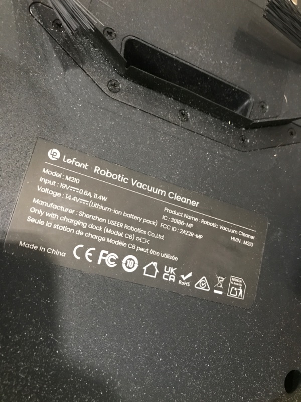 Photo 1 of Lefant Robot Vacuum Cleaner, Strong Suction, 120 Mins Runtime, Slim, Low Noise, Automatic Self-Charging, Wi-Fi/App/Alexa Control, Ideal for Pet Hair Hard Floor and Daily Cleaning, M210