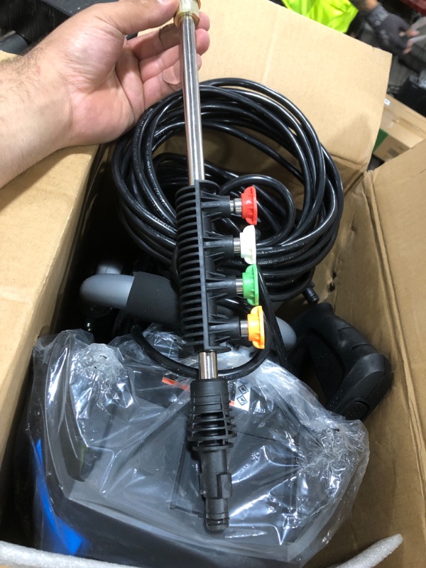 Photo 1 of Electric Pressure Washer - 5000PSI Max, 3.6 GPM, 20FT Hose, 35FT Power Cord, 4 Nozzles, Foam Cannon High Power Washers for Car, Patio, Driveway, Garden, Outdoor Surface Cleaning, Blue