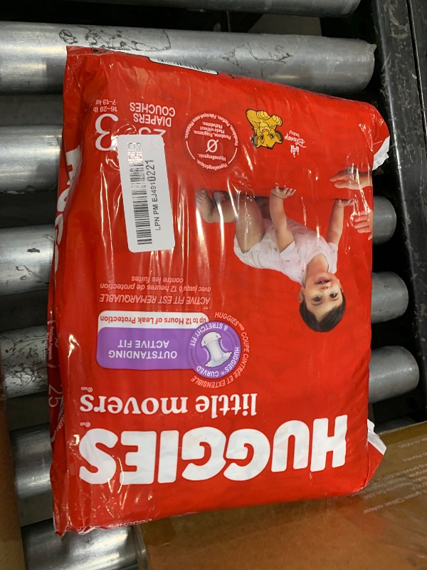 Photo 1 of Huggies Size 3 Diapers, Little Movers Baby Diapers, Size 3 (16-28 lbs), 25 Count, Packaging May Vary