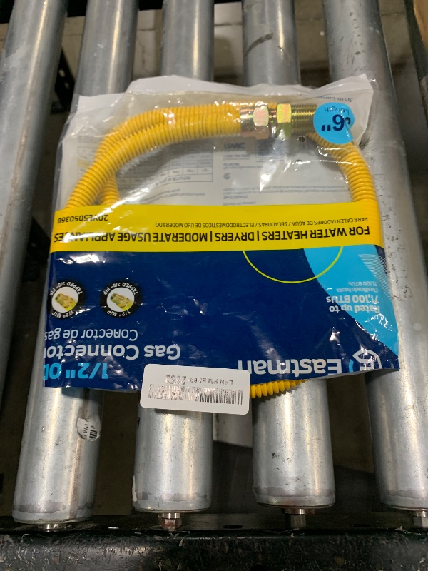 Photo 1 of Eastman 36 Inch x 1/2 Inch OD Flexible Gas Line Connector with (2) 1/2 Inch MIP Fitting Ends for Natural Gas and Liquid Propane, Stainless Steel, Yellow, 20YE505036B