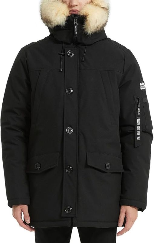 Photo 1 of PUREMSX Winter Jackets for Men, Insulated Thick Warm Padded Puffer Coat with Fur Hood