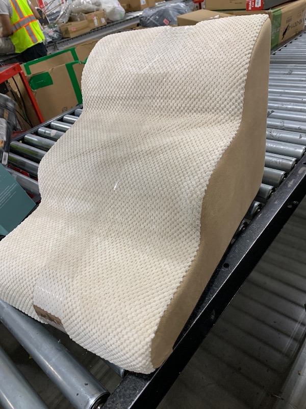 Photo 1 of COZY KISS Dog Stairs for Small Dogs 15.7" H, Curved Dog Step for Puppy, Older Cat, Medium Pet Ramp for Sofa, Couch or Chair, Ladder with High Density Foam, 15.7x22.4x15.7 inch, 3 Step, Beige