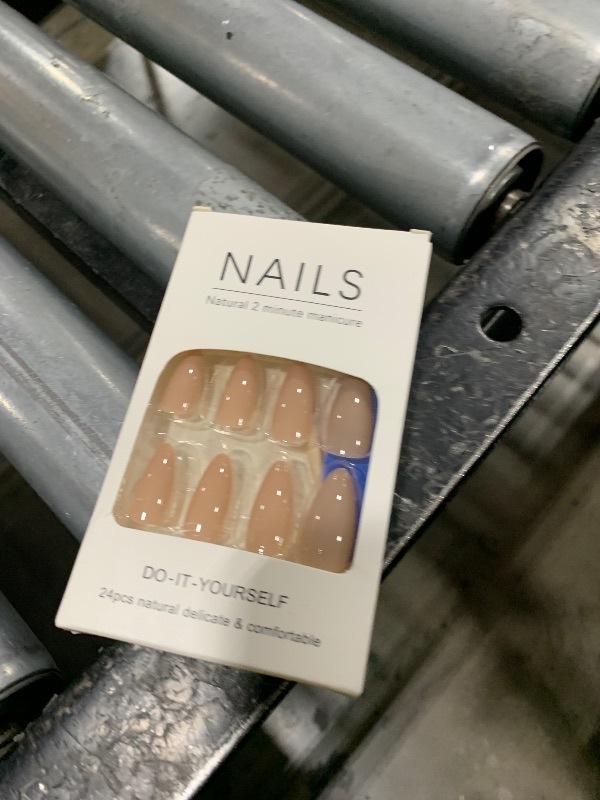 Photo 1 of YOSOMK Nude Press on Nails Almond Shaped Fake Nails Medium Glossy Stick on Nails Natural Full Cover False Nails Acrylic Glue on Nails for Women