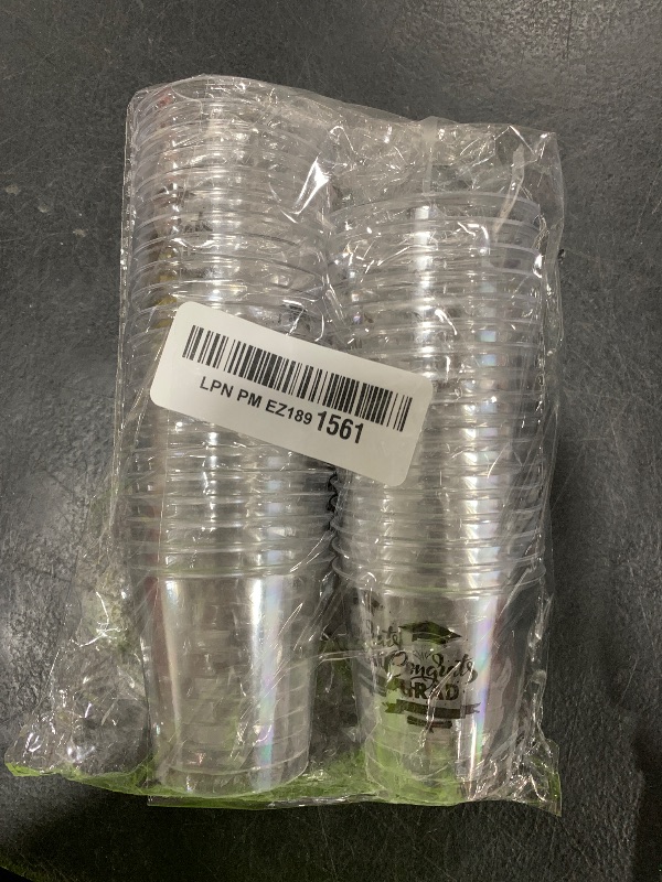 Photo 1 of Nuogo 100 Pcs Disposable 2025 Graduation Party Shot Glass Bulk, 2.87oz Plastic Clear Class of 2025 Congrats Grad Party Mini Shot Cups Decorations for Graduation Party Supplies Favors (Black)
