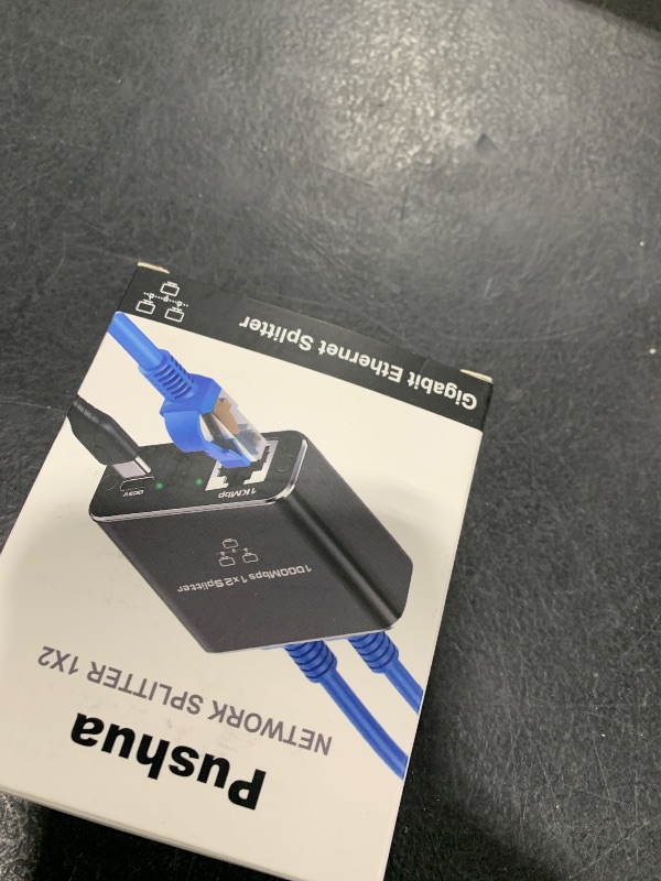 Photo 1 of Pushua Gigabit Ethernet Splitter 1 to 2 High Speed(2 Devices Simultaneously Networking), 1000Mbps Internet Splitter 1 in 2 out, LAN Splitter with USB Power Cable, RJ45 Splitter for Cat5/5e/6/7/8 Cable