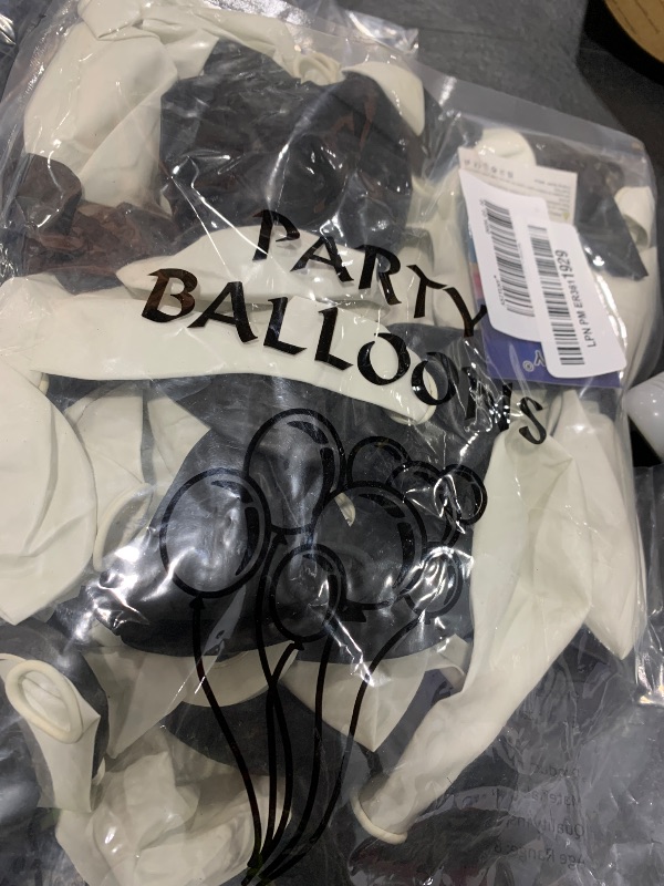 Photo 1 of 100pcs Black and White Balloons 12 Inch Thickened Latex Balloons for Birthday Wedding Graduation Party Decorations (Black White balloon)